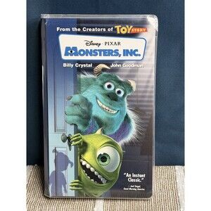 Monsters Inc VHS 2002 Disney Pixar Blue Tape Edition  Bonus CD Clear Clamshell